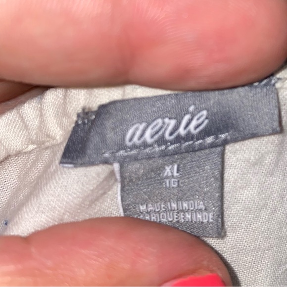 Aerie beaded v-neck embroidered polka dot fringe tie shoulder boho tank size XL - Picture 6 of 7